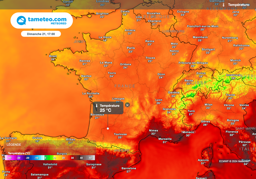 Températures beaucoup plus respirables dimanche après-midi.