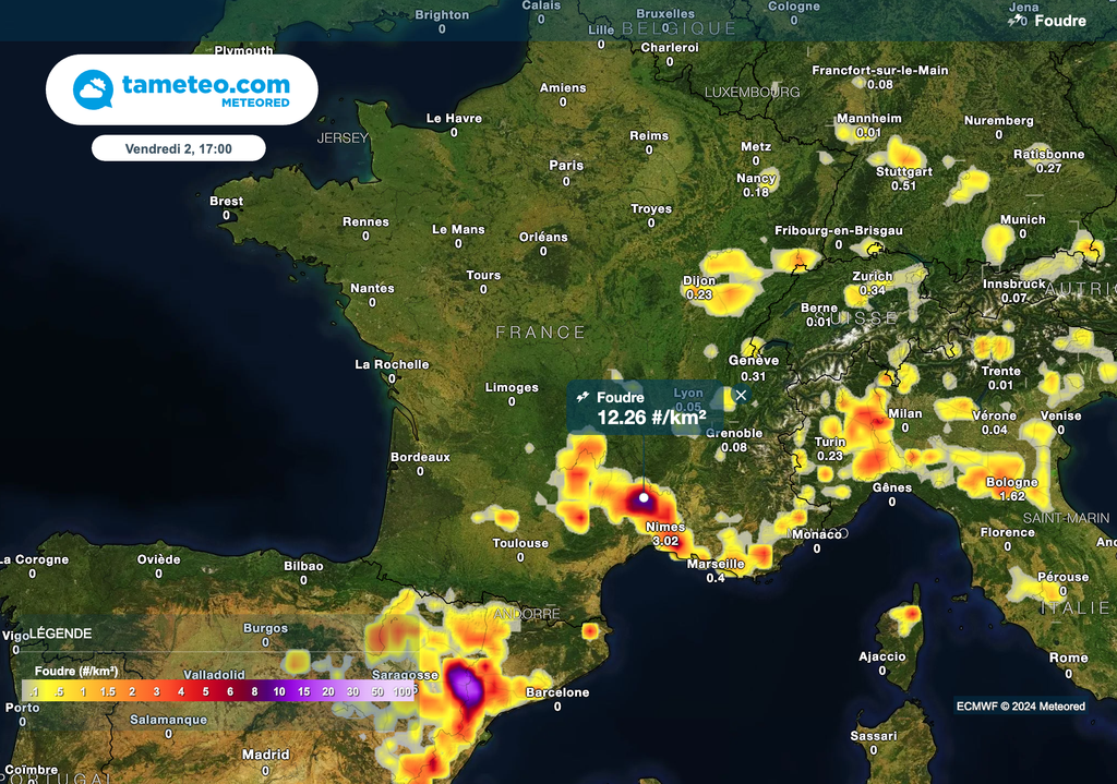 Quelques orages attendus vendredi après-midi en France.