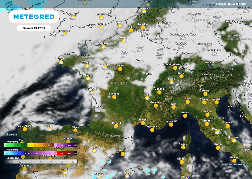 Un après-midi de samedi ensoleillé essentiellement dans la moitié sud. Un après-midi de samedi ensoleillé essentiellement dans la moitié sud.