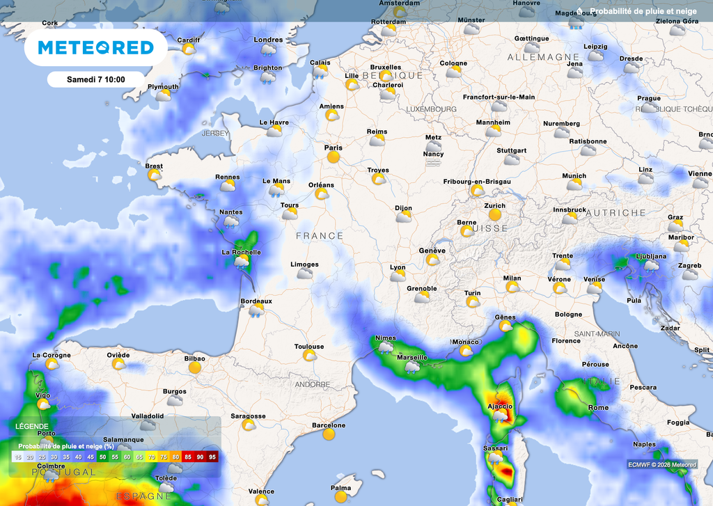 Une matinée parfois un peu pluvieuse notamment dans l'ouest et sud-est.