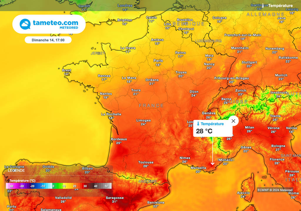 Baisse sensible des températures dimanche après-midi dans les régions du nord-ouest. Baisse sensible des températures dimanche après-midi dans les régions du nord-ouest.