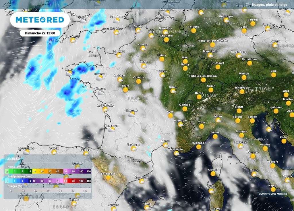 Une zone plus instable gagnera les régions de l'ouest en concernant dans un premier temps la Bretagne. Une zone plus instable gagnera les régions de l'ouest en concernant dans un premier temps la Bretagne.