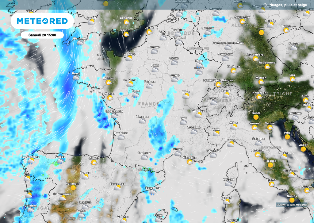 Samedi, les averses seront présentes mais assez discrètes à l'échelle du pays. Samedi, les averses seront présentes mais assez discrètes à l'échelle du pays.
