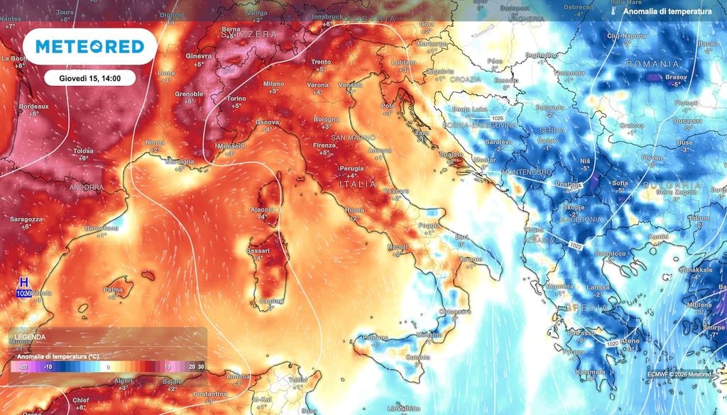 Temperature diurne sopra media in quasi tutt'Italia ad eccezione di parte del sud, minime invece nella media o anche leggermente al di sotto.