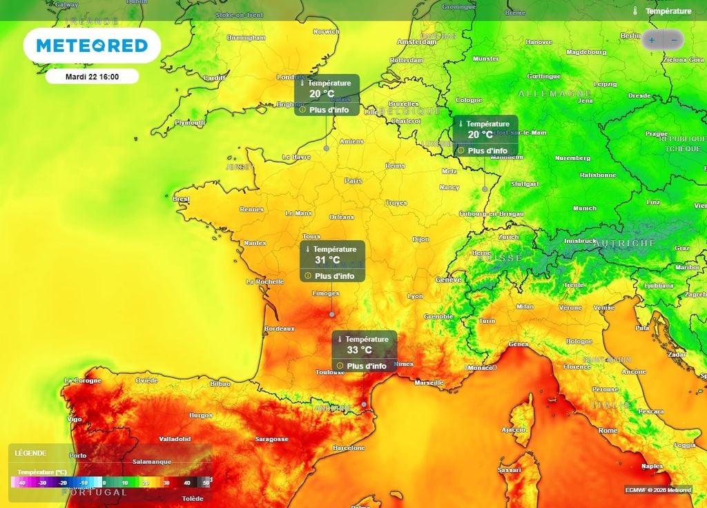 Il y aura souvent 10 à 15°C d'écart entre le sud et les frontières du nord-est cette semaine Il y aura souvent 10 à 15°C d'écart entre le sud et les frontières du nord-est cette semaine