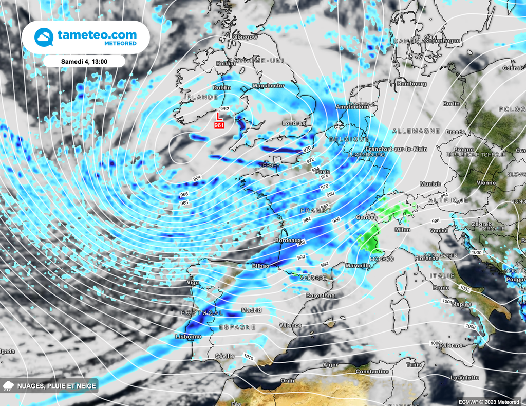 Les pluies vont se montrer nombreuses ce samedi en France. Averses orageuses attendues dans le ciel de traine.