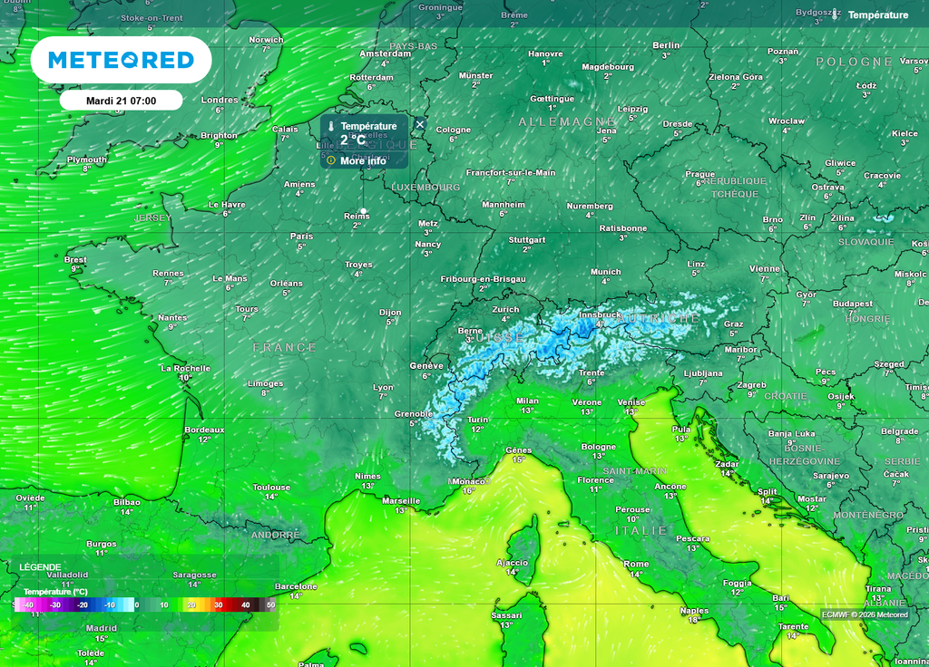 La fraîcheur sera de mise ce mardi matin sur la moitié Nord, avec même des valeurs proches de 0°C en Champagne.