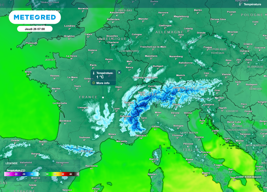 Ce jeudi matin, avec des valeurs souvent proches de 1 à 2°C en ville, des gelées blanches risquent d'être observées en campagne dans de nombreuses régions.