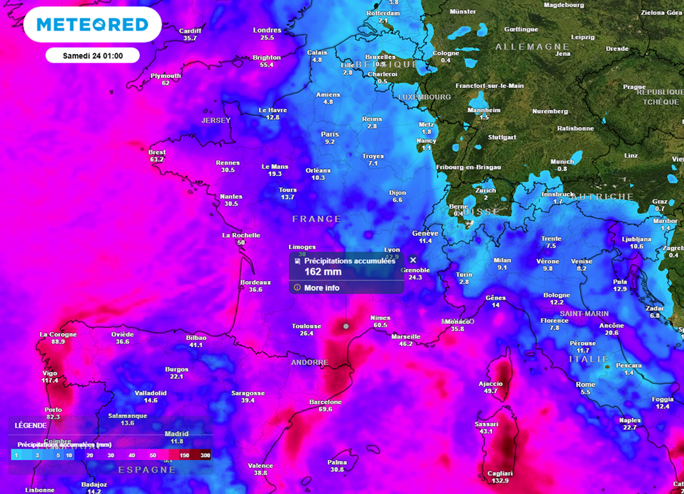 Les cumuls de précipitations seront parfois conséquents cette semaine, en particulier dans l'ouest et le sud du pays.