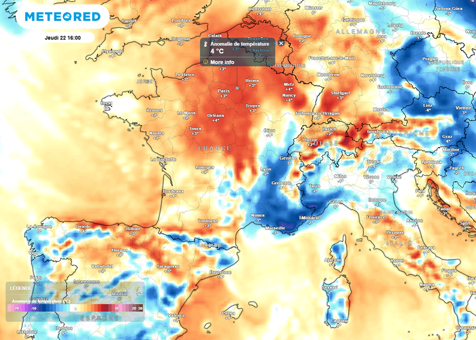 Jeudi, le mercure sera situé autour des normales de saison, voire un peu au-dessus dans les régions septentrionales.