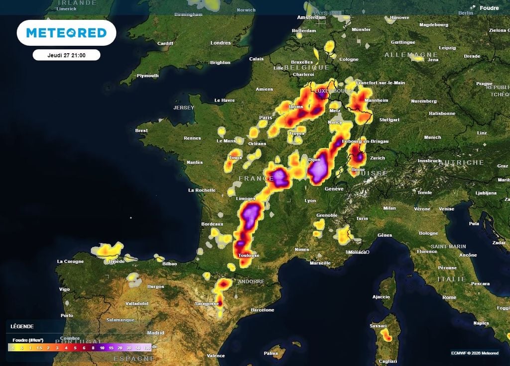 De violents orages sont prévus jeudi du sud-ouest au nord-est de la France De violents orages sont prévus jeudi du sud-ouest au nord-est de la France
