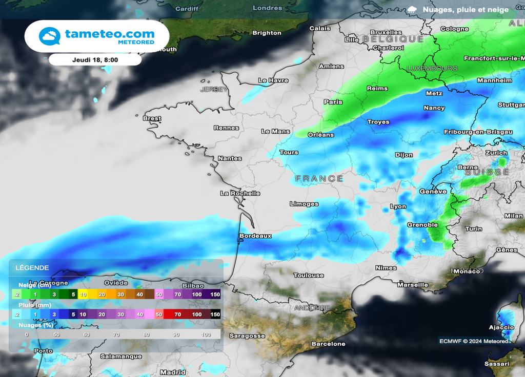 Neige matinale à prévoir entre la région parisienne et le Nord de la Lorraine.