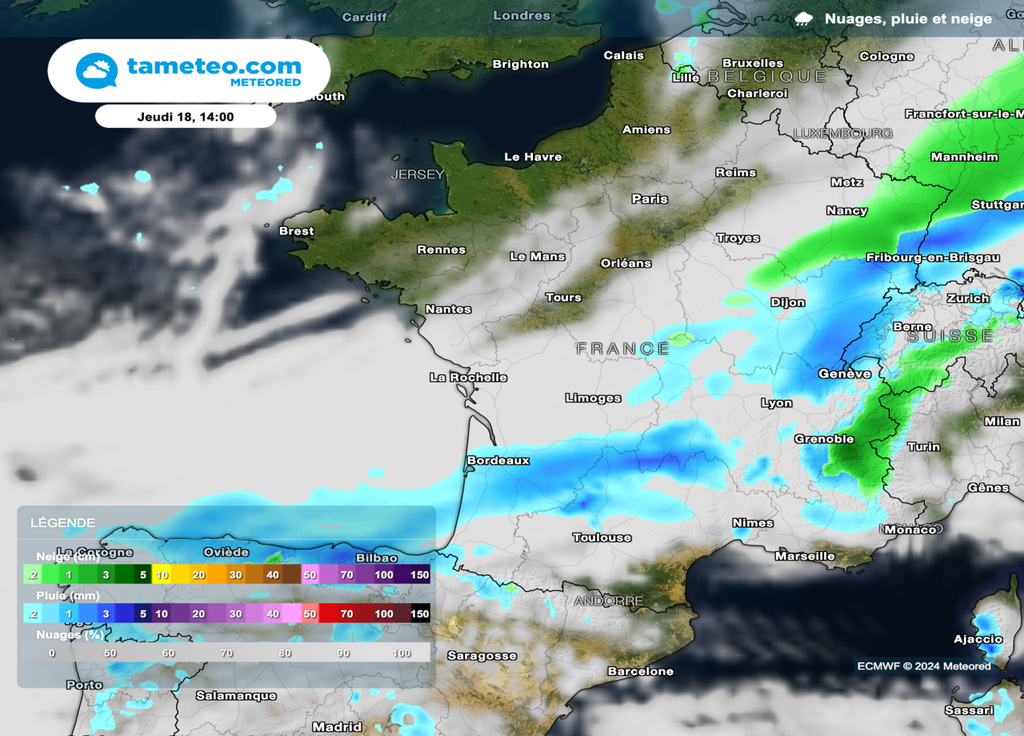 En cours d'après-midi, le front se déplacement plus à l'Est.