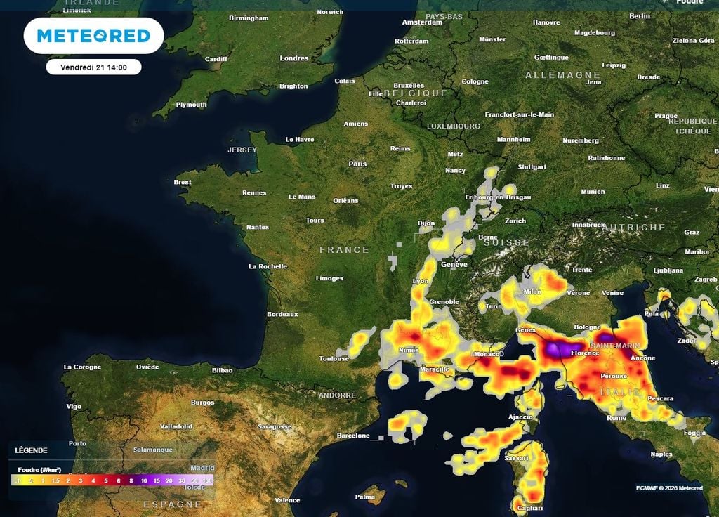 D'autres orages toucheront le sud-est de la France le vendredi 21 août