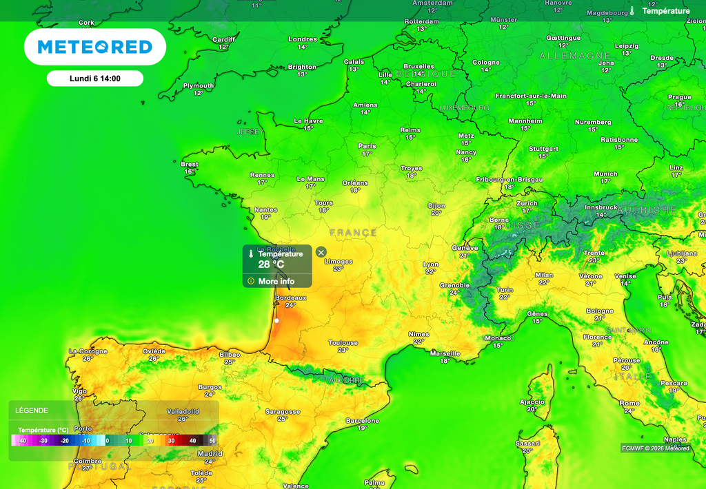 De la chaleur est prévue en début de semaine dans le sud-ouest de la France.