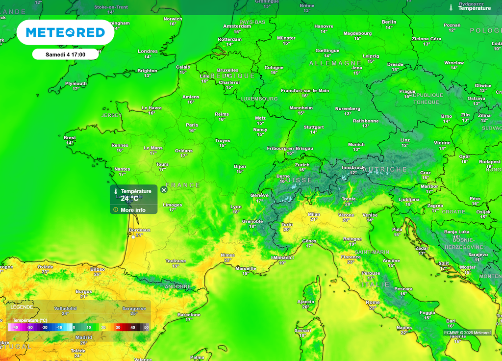 Samedi après-midi, les températures pourraient déjà atteindre les 24°C dans le Sud-Ouest de la France. Au Nord, la hausse du mercure sera plus mesurée.