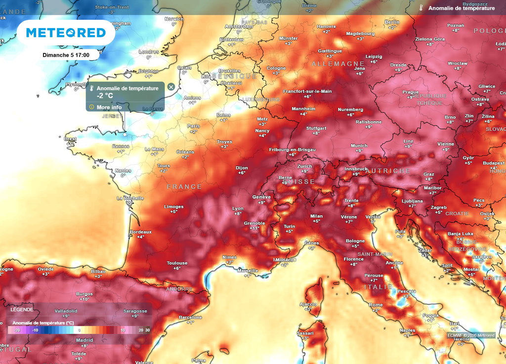 Alors que la douceur sera bien présente dimanche après-midi au Sud et à l'Est, le quart Nord-Ouest retrouvera des températures un peu fraîches, sous l'influence d'une perturbation.
