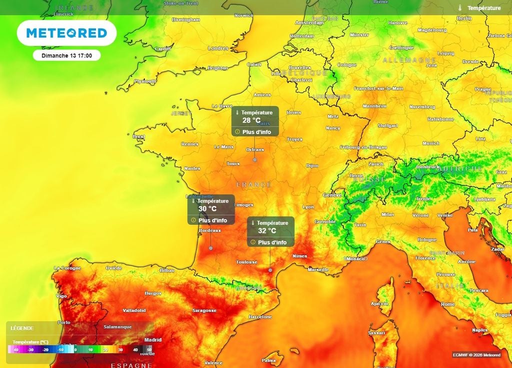 Il fera 30 à 32°C dans certaines régions du sud dimanche après-midi Il fera 30 à 32°C dans certaines régions du sud dimanche après-midi