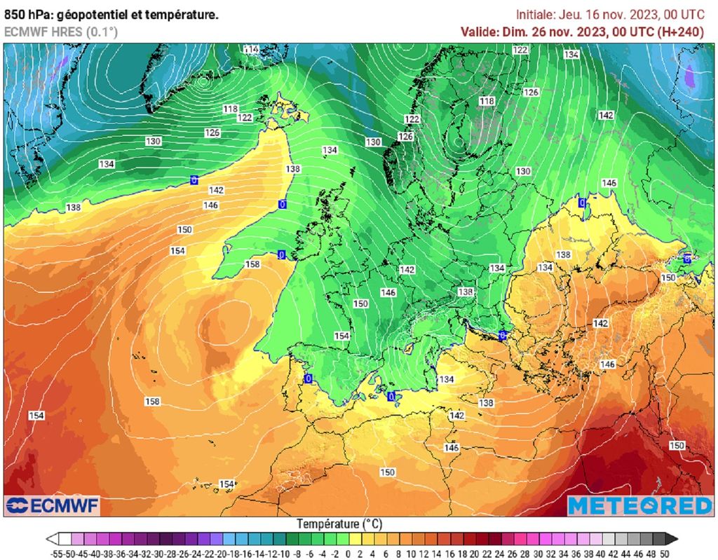 Une descente d'air polaire maritime semble se confirmer en deuxième partie de semaine prochaine (modèle ECMWF).