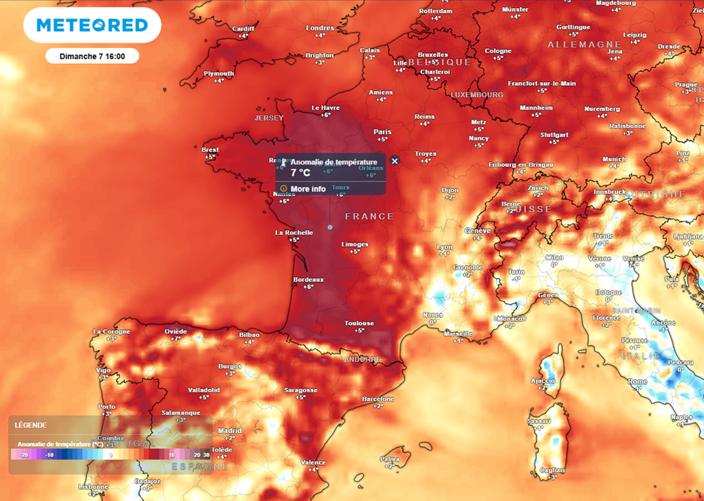 Dès dimanche, les températures seront situées plus de 5°C au-dessus des normales.