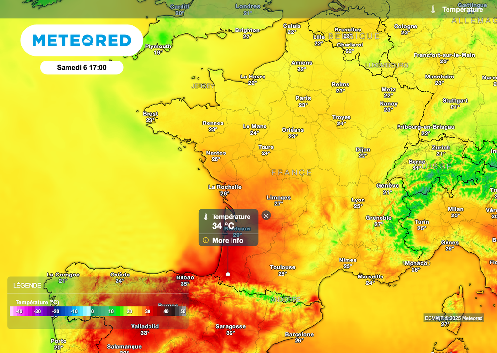 Près de 35 degrés samedi après-midi en Nouvelle-Aquitaine !