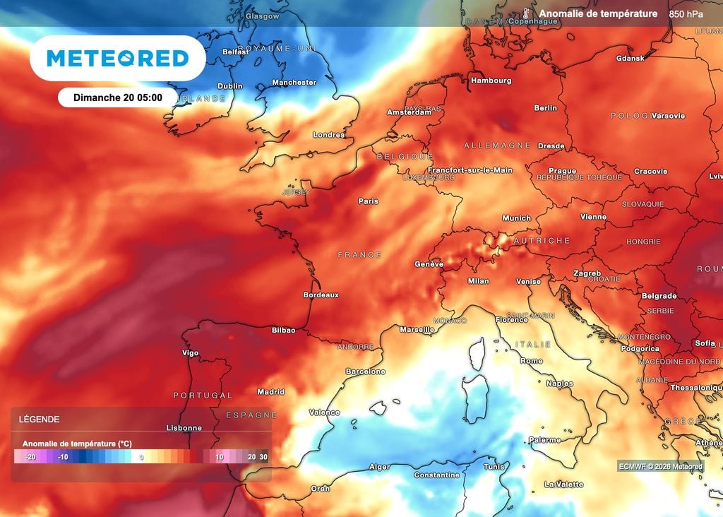 La masse d'air va nettement se réchauffer au cours du week-end, notamment dimanche