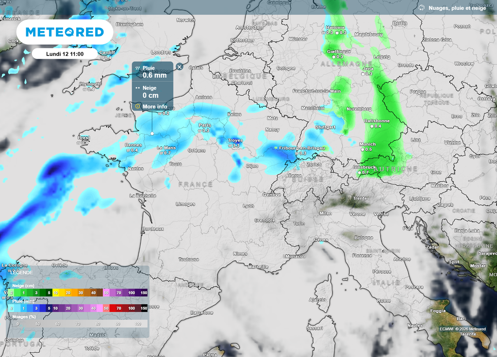 Précipitations lundi