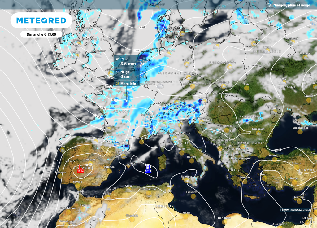 Nébulosité Europe dimanche