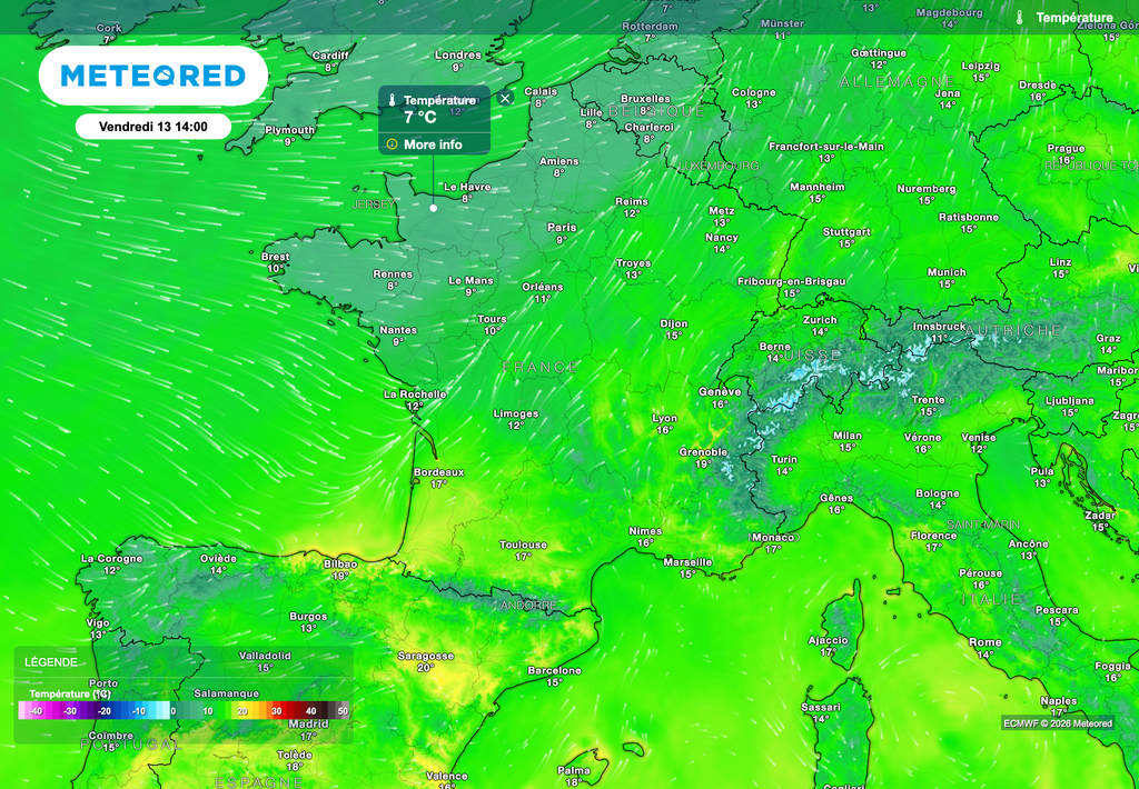 De l'air bien plus frais va s'engouffrer par le nord-ouest d'ici vendredi et samedi.