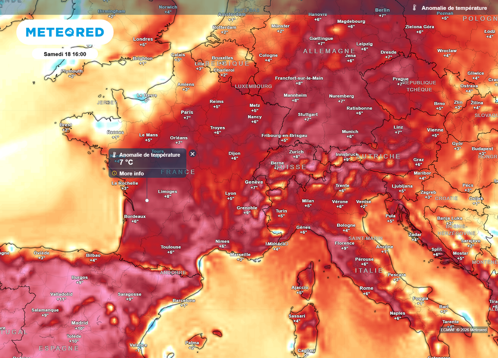 Si on l'observe l'arrivée d'un air un peu moins doux sur le Nord-Ouest du pays ce samedi au passage d'un petit front perturbé, une grande douceur restera bien installée partout ailleurs.