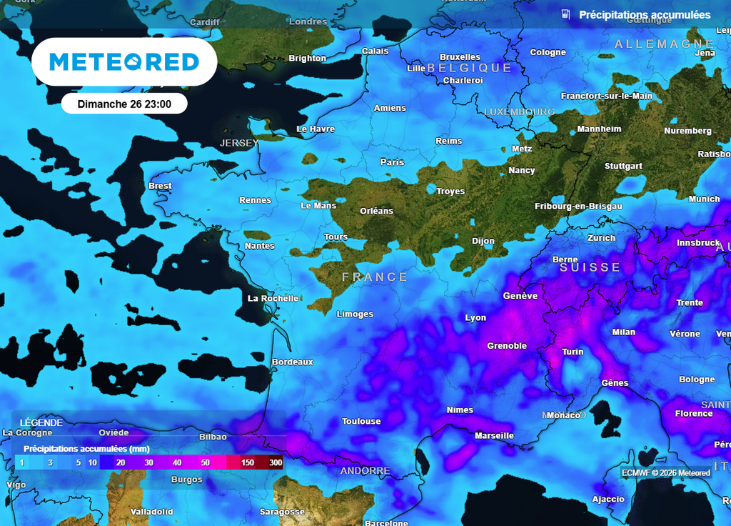 Pluie Peu de régions échapperont à la pluie durant le week-end, même si le sud de la France devrait voir les cumuls le plus importants