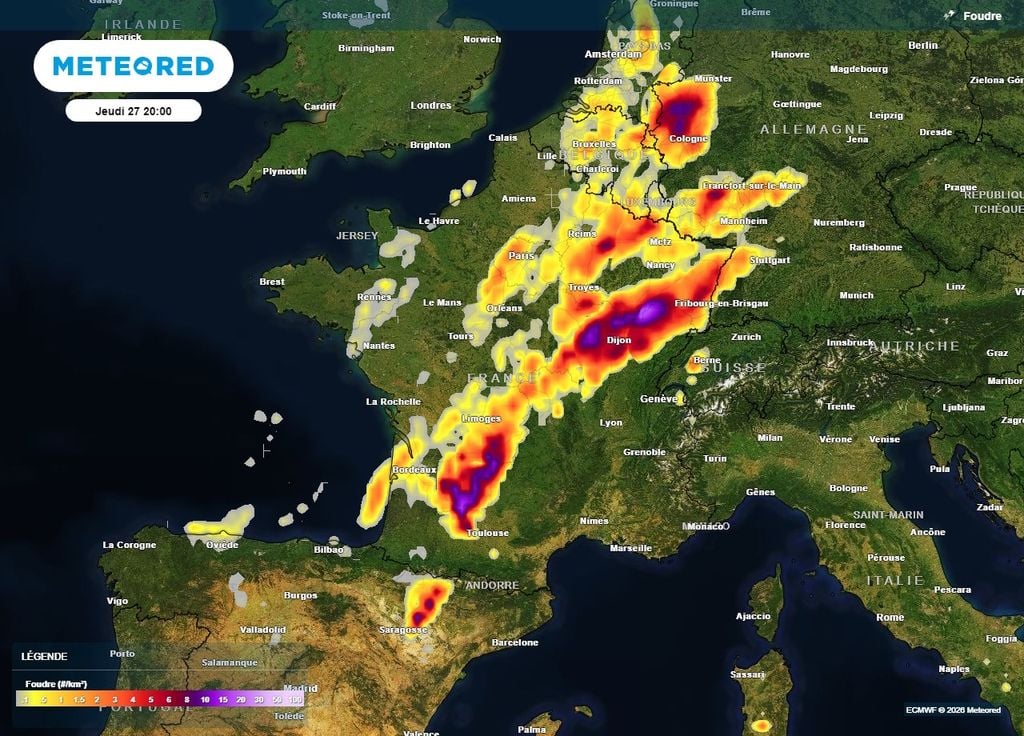 Une importante vague orageuse touchera la France le jeudi 27 août Une importante vague orageuse touchera la France le jeudi 27 août