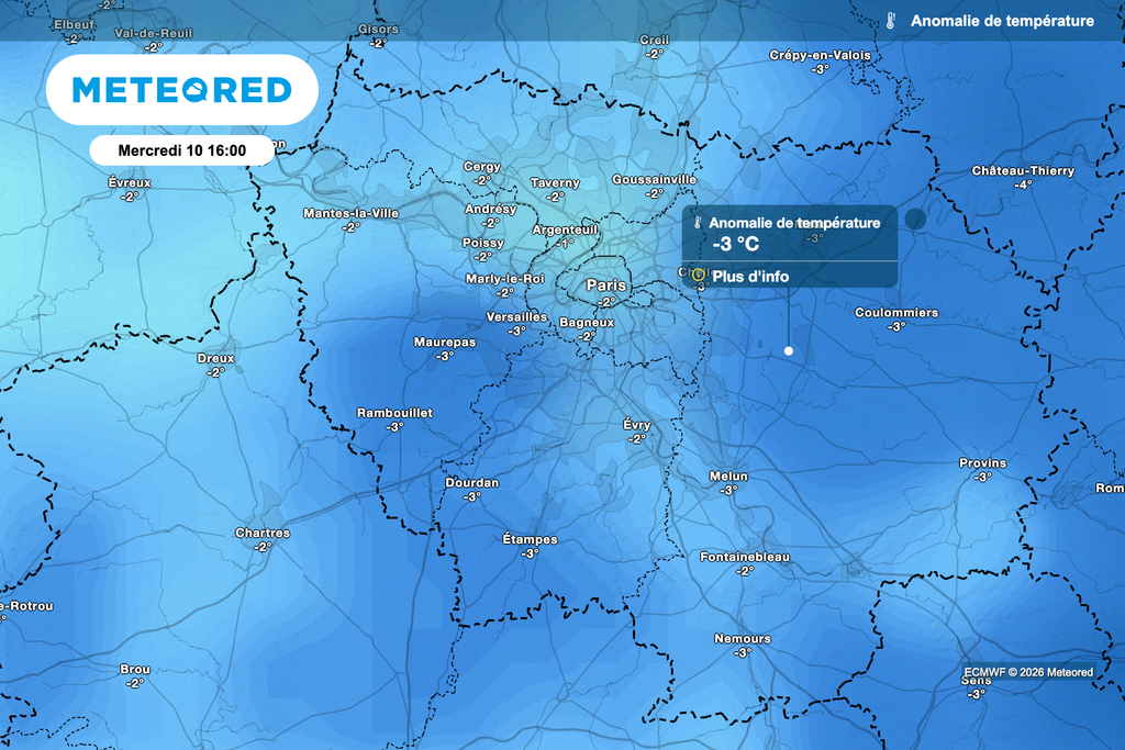 Grande fraîcheur attendue entre mardi et mercredi à Paris et en Île-de-France. Grande fraîcheur attendue entre mardi et mercredi à Paris et en Île-de-France.