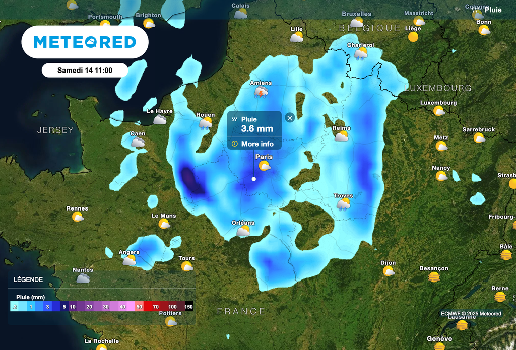 Encore quelques ondées orageuses samedi : situation attendue à la mi-journée.