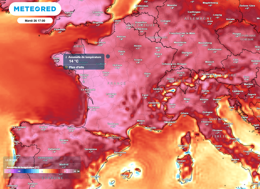 En début de semaine, les valeurs les plus élevées sont attendues dans l'ouest du pays. En début de semaine, les valeurs les plus élevées sont attendues dans l'ouest du pays.