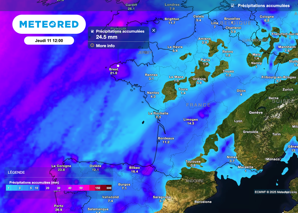Météo très pluvieuse en Bretagne au cours des prochaines heures ! Météo très pluvieuse en Bretagne au cours des prochaines heures !