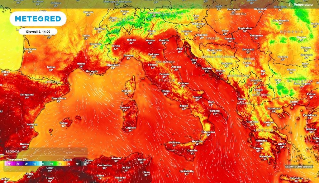 Temperature oltre la media stagionale su tutta Italia Ridimensionamento termico, ma valori oltre i 30°C dappertutto con punte di 35-36°C