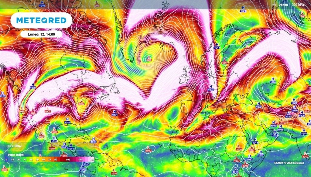 Flusso atlantico. Buona parte dell'autunno vedrà un flusso atlantico molto attivo, tipico del pattern di Nino, con continue perturbazioni atlantiche verso il continente.