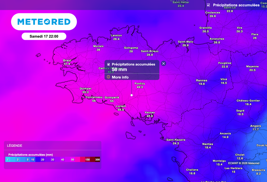 Fortes pluies cette semaine en direction de la Bretagne. Fortes pluies cette semaine en direction de la Bretagne.