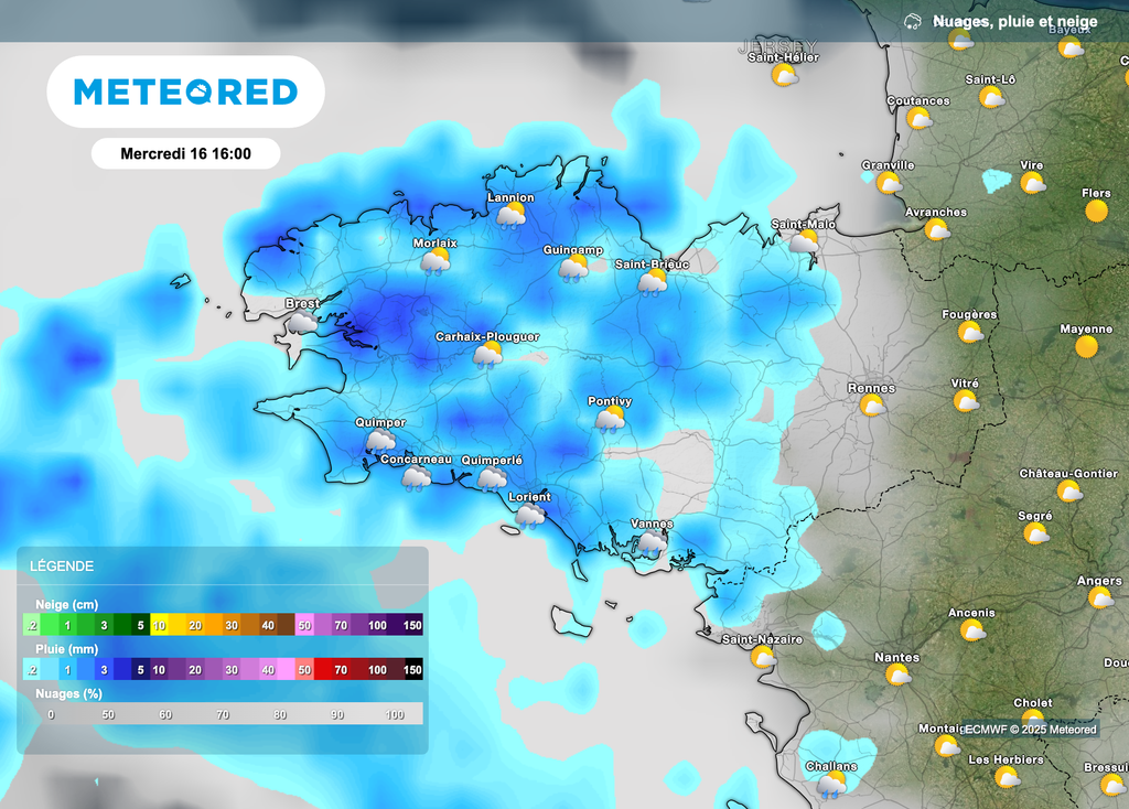 Averses orageuses attendues en Bretagne cet après-midi. Averses orageuses attendues en Bretagne cet après-midi.
