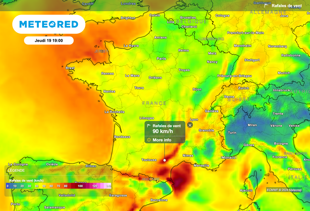 De fortes rafales de vent attendues dans les terres !