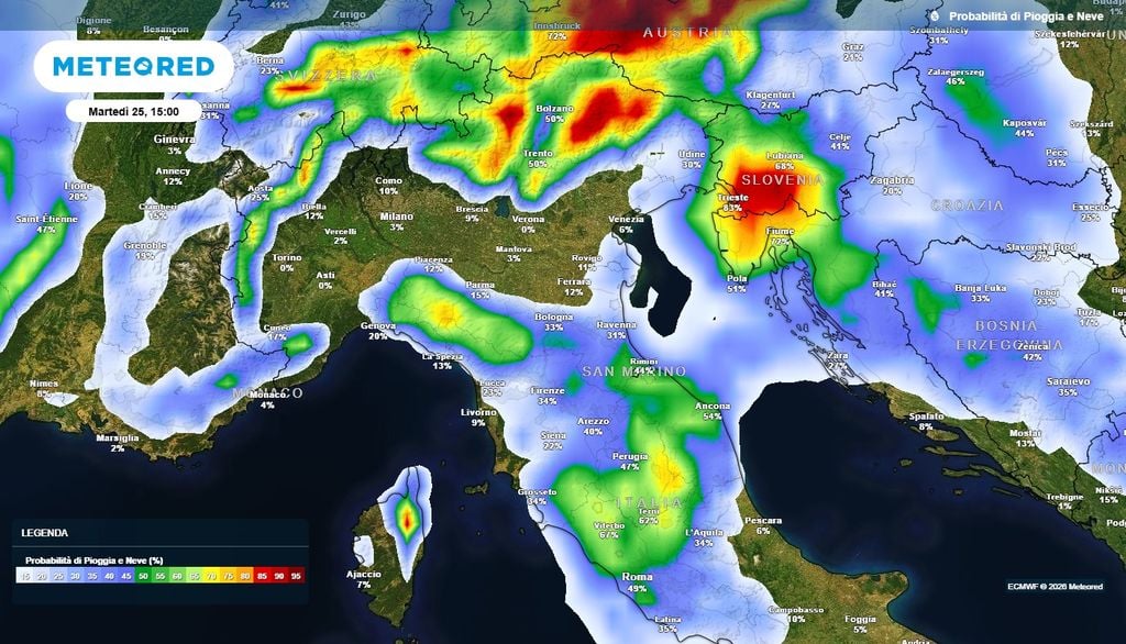 Rischio forti temporali tra Emilia Romagna, Toscana e Triveneto