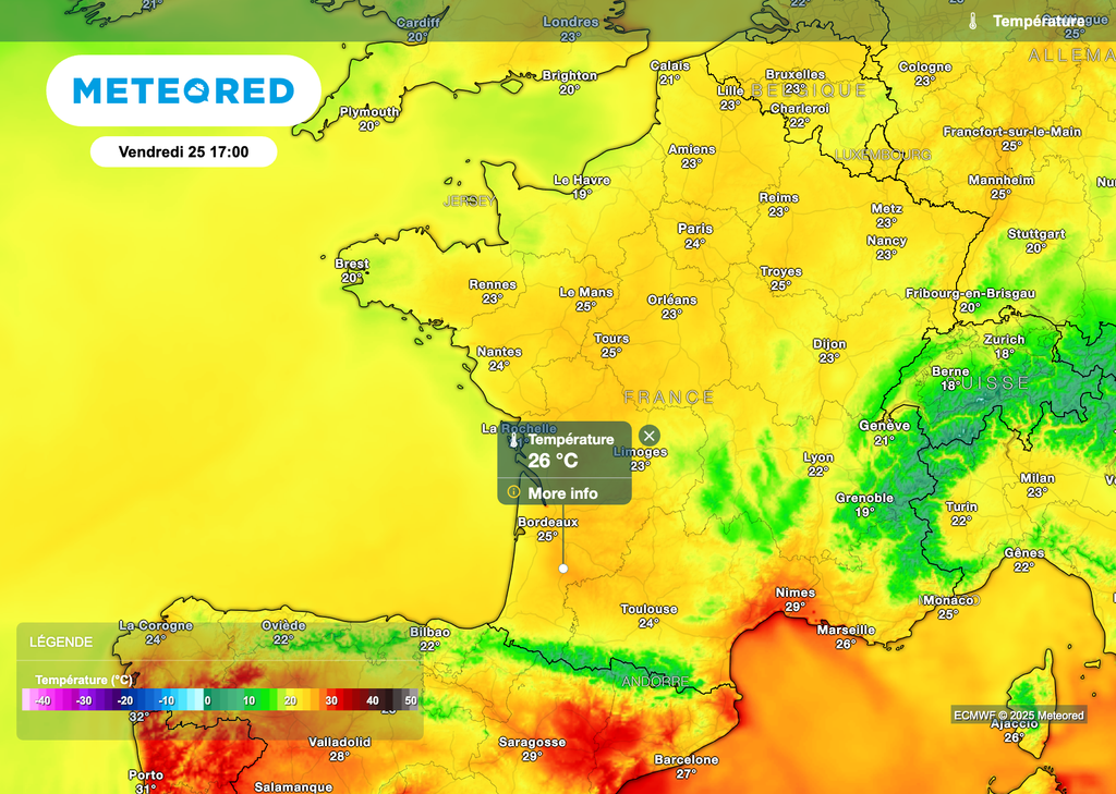26/27 degrés vendredi après-midi dans le sud-ouest de la France.