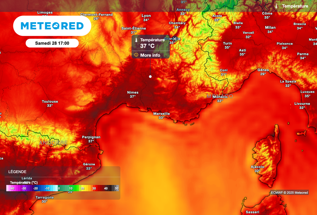 Les très fortes chaleurs s'étendent au quart sud-est de la France !