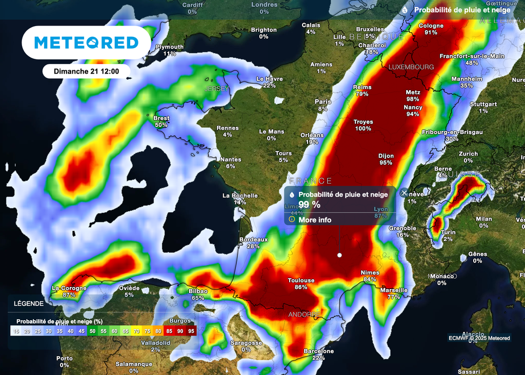 De très fortes pluies prévues ce dimanche.