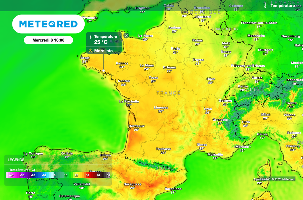 25 à 26 degrés en Bretagne ce mercredi.