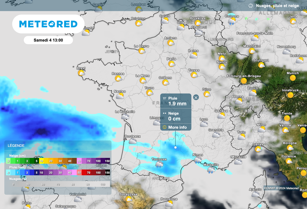 Une perturbation attendue samedi par le sud-ouest de la France. Une perturbation attendue samedi par le sud-ouest de la France.