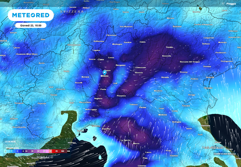 Nord Italia sotto la pioggia per giovedì 23 ottobre