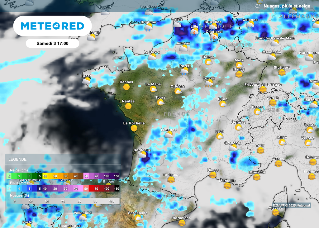 Des orages parfois forts attendus samedi après-midi.