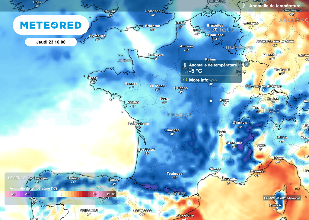 Températures beaucoup plus fraîches cet après-midi avec l'invasion d'air polaire maritime. Températures beaucoup plus fraîches cet après-midi avec l'invasion d'air polaire maritime.